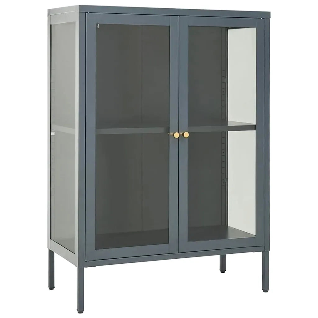 Credenza-Buffet-Armadio da cucina Antracite 75x35x105 cm in Acciaio e Vetro