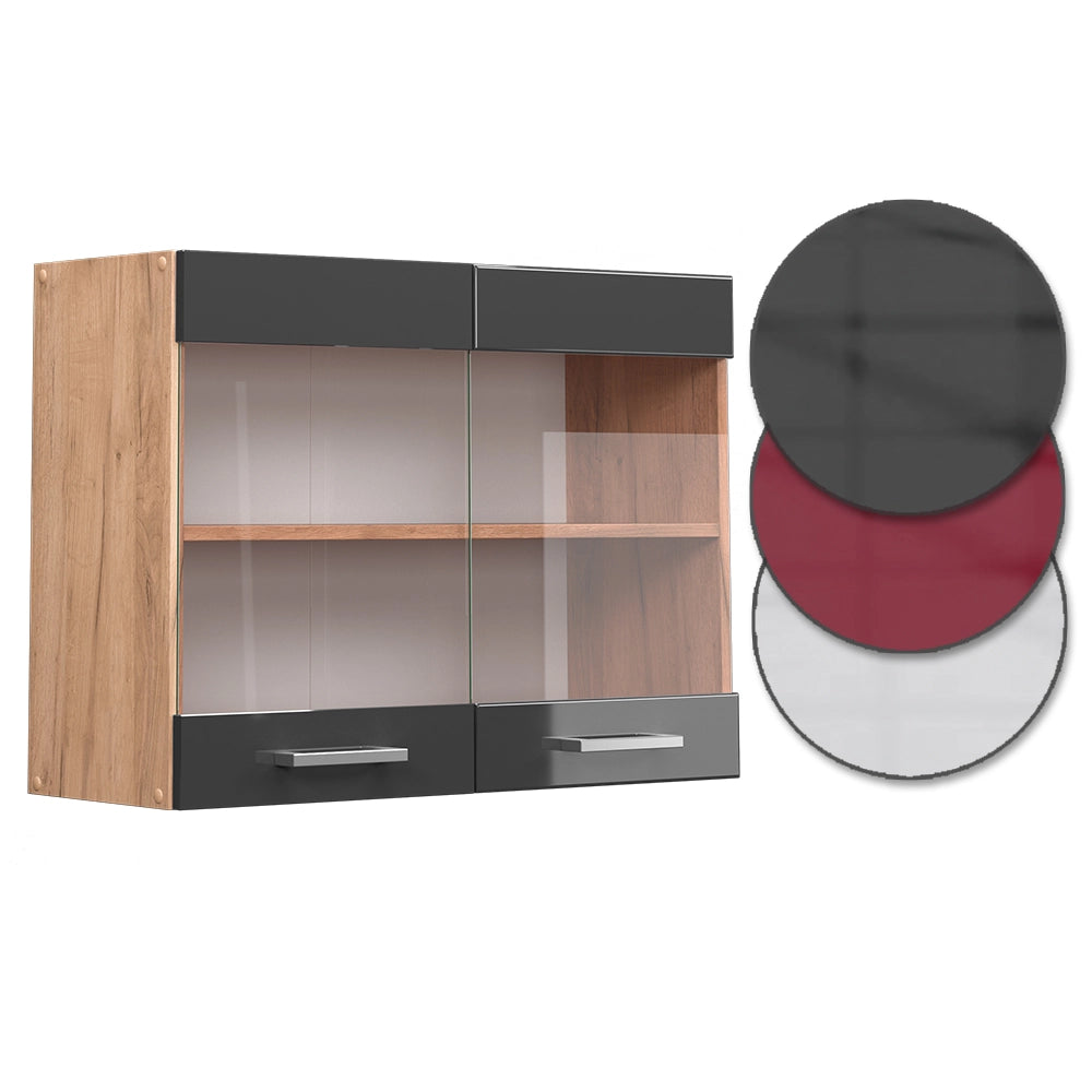 Vicco Mobile da cucina in vetro Antracite lucido 80 cm