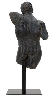 Scultura Museum Man 26x22x57,5 cm in Poliresina e Ferro Nero