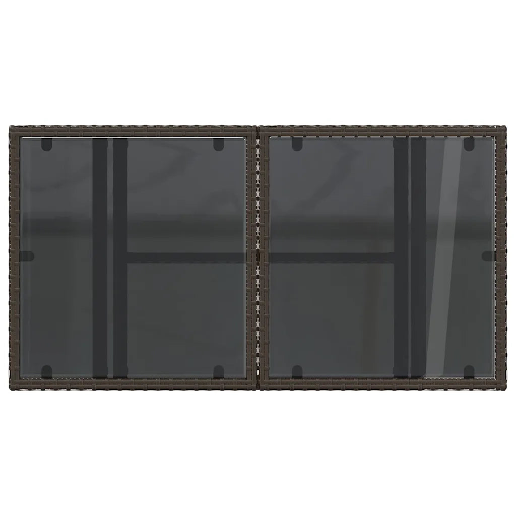 Tavolo da Giardino | Tavolino da esterno Piano Vetro Marrone 100x55x73 cm Polyrattan