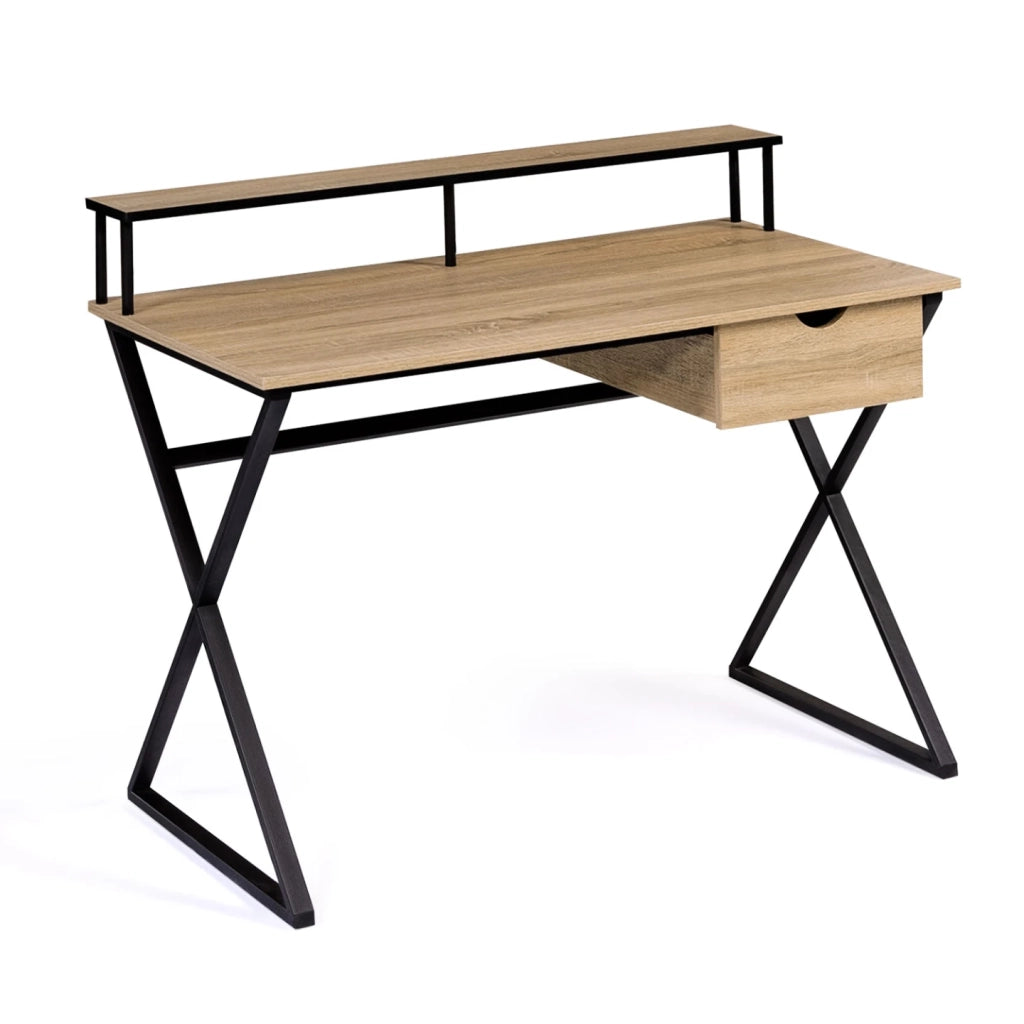 IDMarket - Scrivania a 1 cassetto ENZO, a gambe incrociate, design industriale