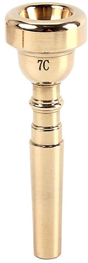 Trompetmondstuk 7C in Vergoldato Messing - Protezione per la Bocca - Pezzo per Principianti/Professionali - Registri Elevati - Superficie Resistentente all'Usura