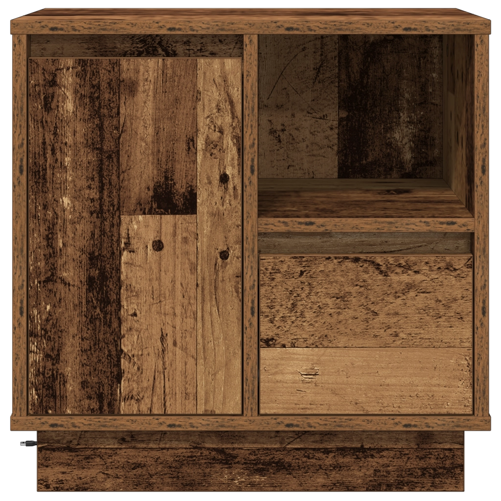 Comodini con luci LED 2 pezzi Legno Vecchio 50x34,5x50 cm