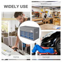 Cassetta Attrezzi con 6 Cassetti un Bauletto e 2 Chiavi 60x26x34 cm in Acciaio Blu