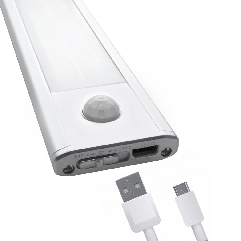 Lampada LED ricaricabile USB luce sottopensile cucina barra luminosa 2W IP40 sensore movimento parete 40cm LUCE 6500K