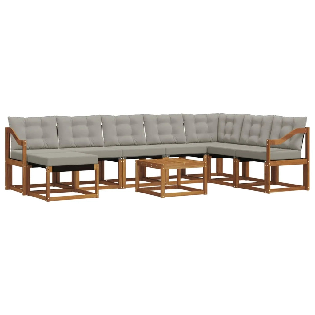 Set di divani da esterno 9 pcs Grigio Naturale e Chiaro 3368986