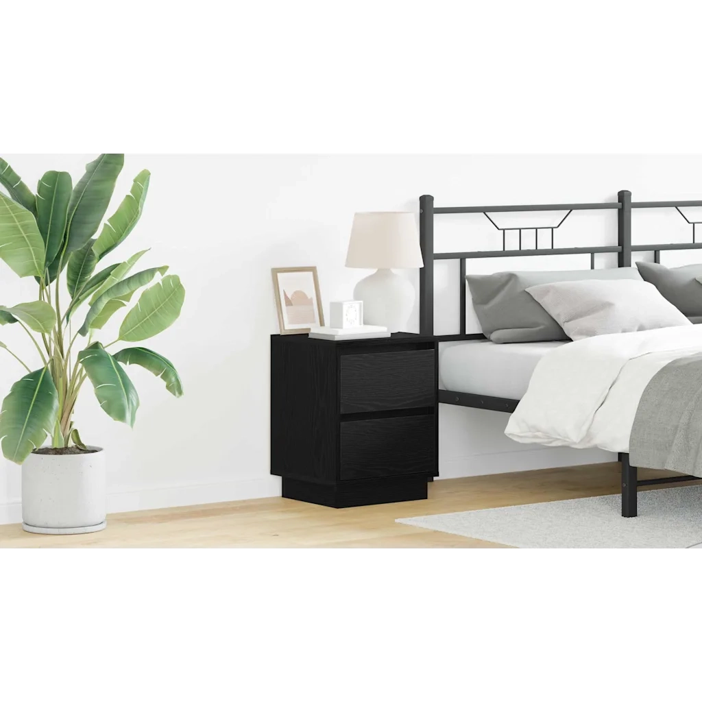 Comodino | Armadio da Notte | Mobiletto da notte con cassetto Rovere Nero 39 x 34,5 x 50 cm