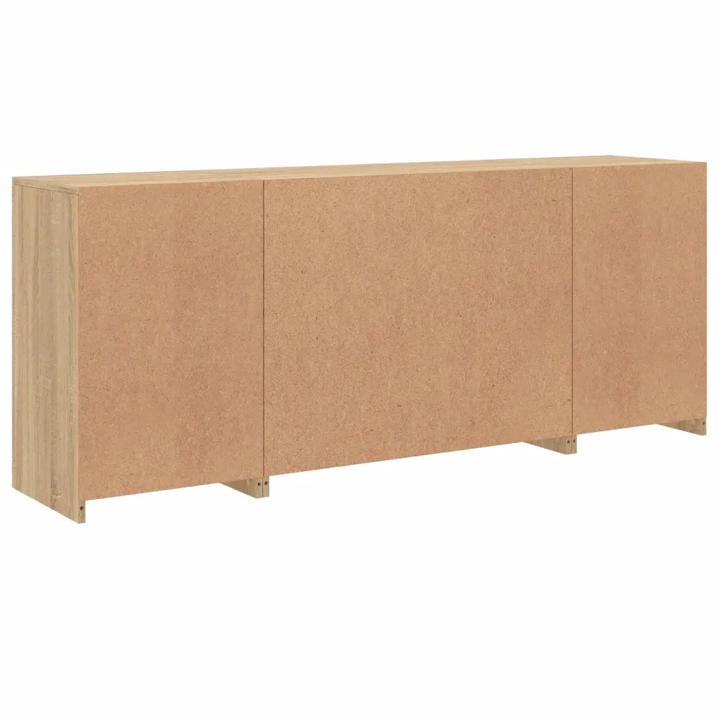 Credenza con Luci LED-Buffet-Armadio da cucina Rovere Sonoma 163x37x67 cm