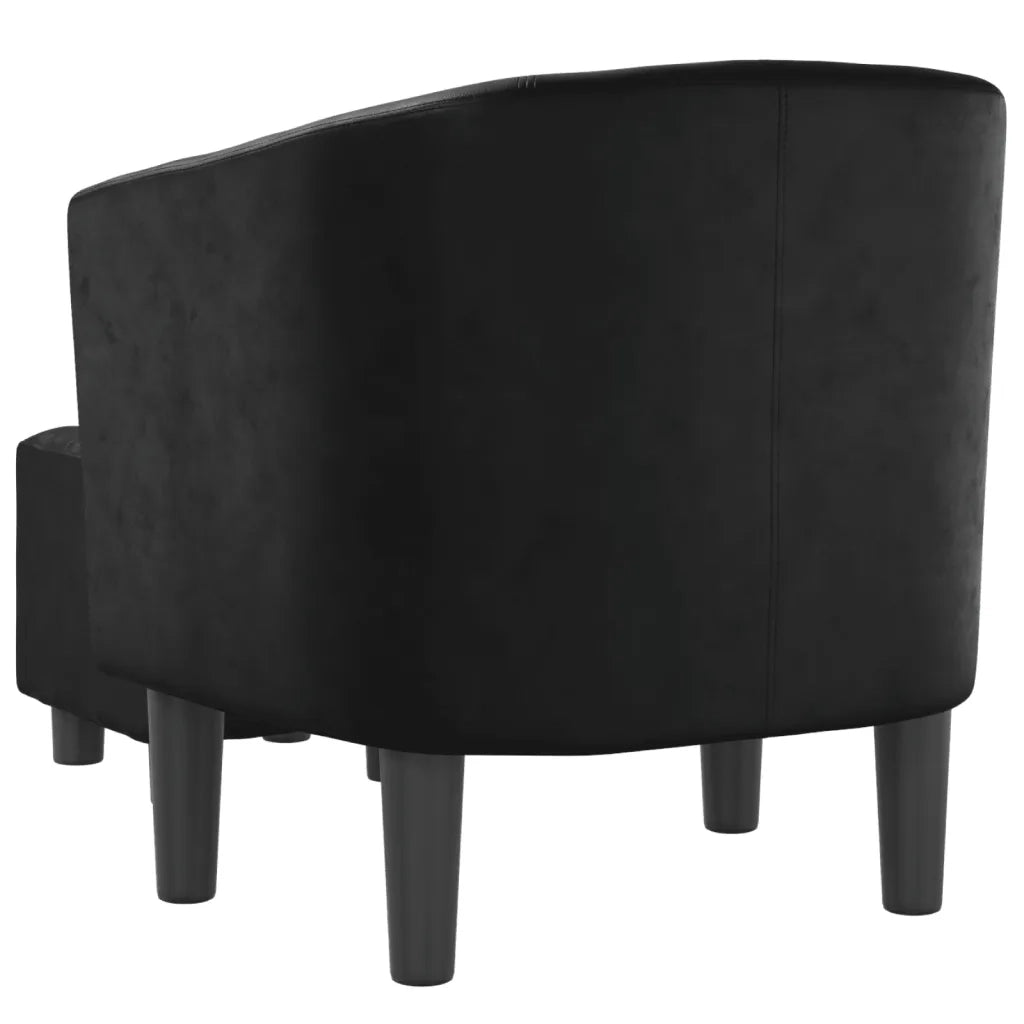 Divano Sedia-Poltrona Cabriolet e Poggiapiedi Nera Similpelle 809516