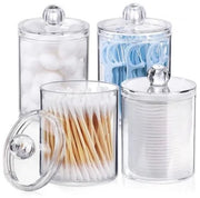 Set di Contenitori di Stoccaggio da 4 - Aspetto Vetrato - Materiale PS Plastic - Contenitori da Bagno - Contenitori da Cucina - Progetto Transparente - Contenitore di Stoccaggio