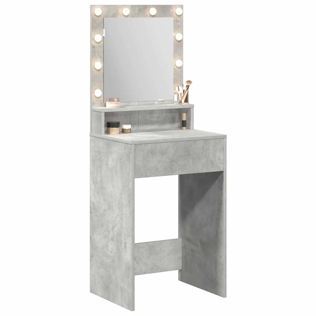 Tavolo da Trucco con specchio Grigio cemento 50 x 41 x 135 cm 865121