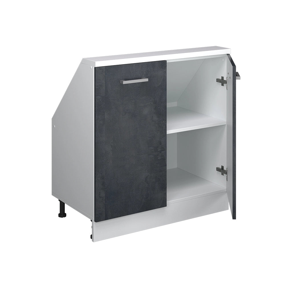 Mobile cucina sottotetto R-Line Calce nera/Bianco 80 cm con 2 porte Vicco