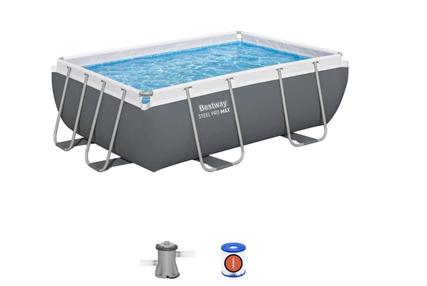 Piscina 56629 bestway fuori terra rettangolare power steel 282x196x84 cm capacità 3.662 lt