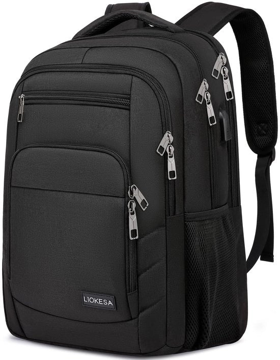 Borsa a Spalla per Uomo, 44 cm Borsa da Laptop per Uomo, Borsa da Scuola per Ragazzi e Adolescenti con Alimentatore USB per la Lavorazione di Ufficio, per Viaggi di Università, Lavoro, Scuola
