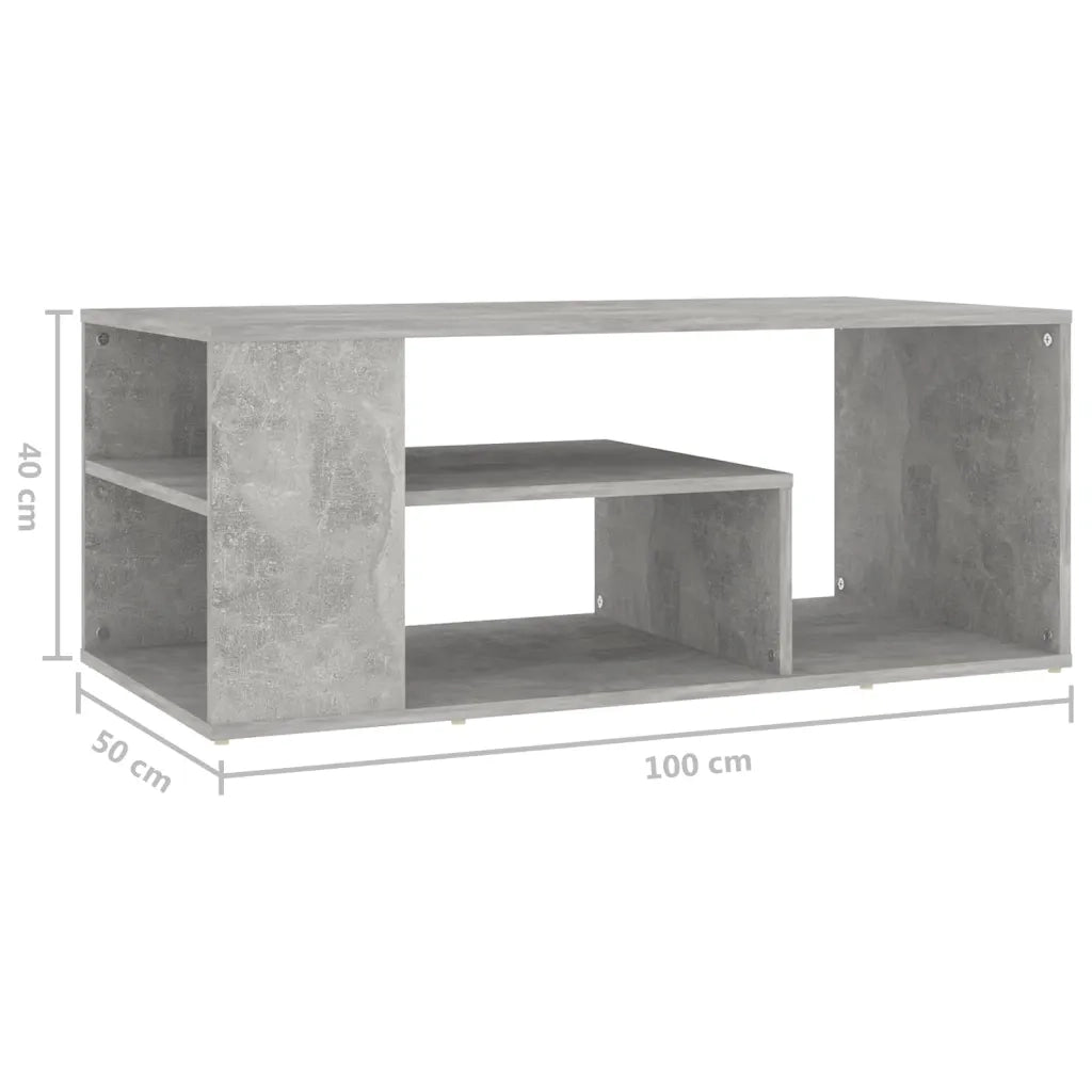 Tavolino Salotto-Tavolino da soggiorno-Tavolo Grigio Cemento 100x50x40 cm Legno Multistrato
