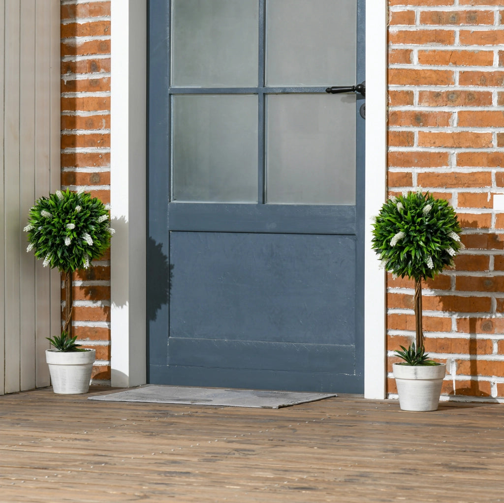 Lavanda artificiale 2 pezzi 60 cm in plastica bianca per decorazione interna