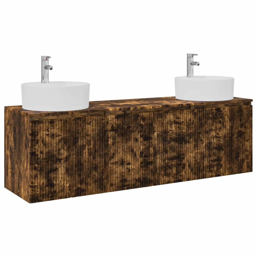 Set di Armadi da Bagno 3 pz Rovere Fumo 49,5 x 44,5 x 65 cm 3405672