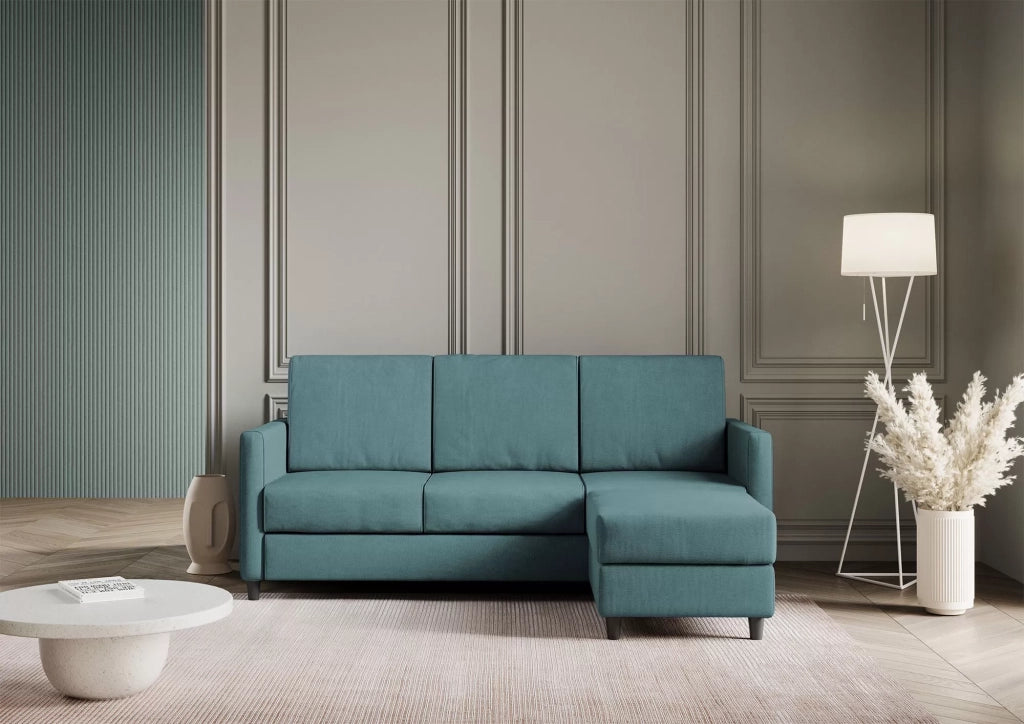 Divano karay 3 posti (tre sedute da 60cm) + pouf misure esterne l.198 p.155 | petrolio - Mobili 2G