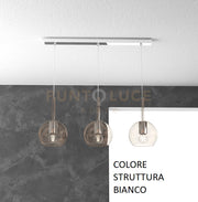 SOSP. BIANCO RETTANGOLARE 3 LUCI VETRI TUTTI PICCOLO AMBRA 1155BI-S3 RP-AM