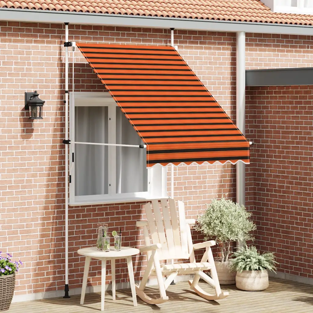 Tenda da Sole | Tenda parasole Retrattile Manuale 150 cm Arancione e Marrone