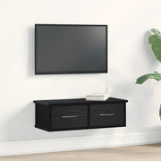 Mensola a cassetto da parete  Nero Rovere 60x26x18,5cm Legno ingegnerizzato
