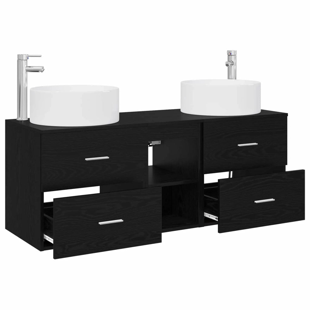 Set di mobili per il bagno 3 pz Nero 49,5 x 44,5 x 65,5 cm 3405948