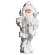 Figurina decorativa in tessuto d'argento e materiale sintetico Babbo Natale Figura di Natale Ornamento di Natale