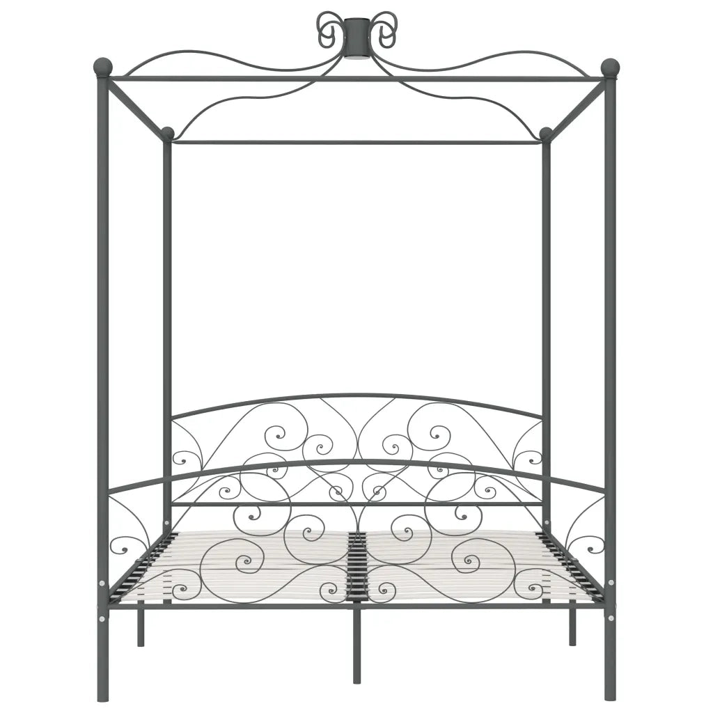 Letto a Baldacchino Grigio in Metallo 160x200 cm