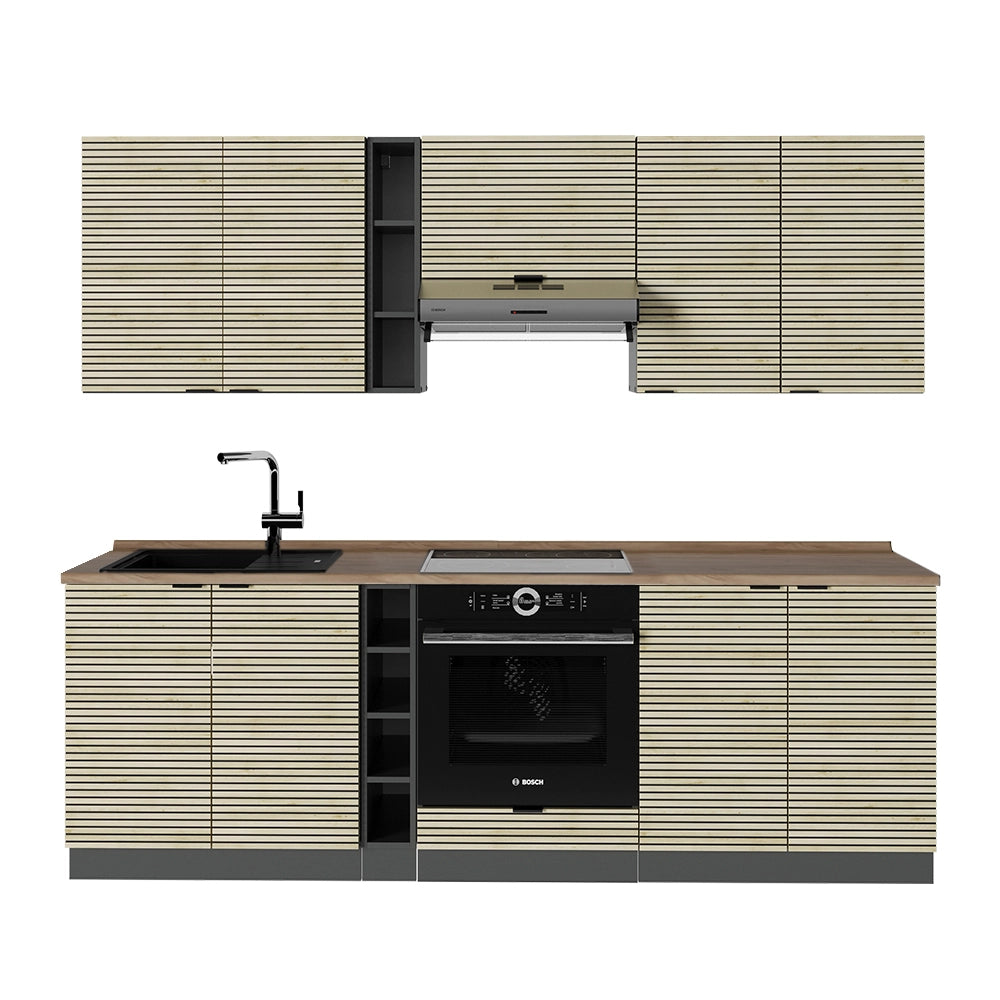 Cucina componibile Fame-Line Pannello in quercia/Antracite 235 cm, PL Rovere Vicco