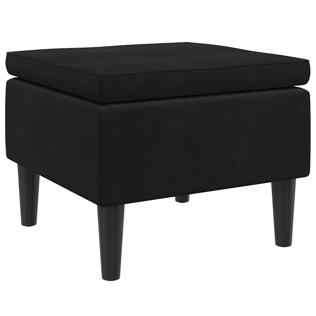 Poggiapiedi con Gambe in Legno Nero in Velluto 329442