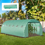 Telo per serra verde in plastica con finestre e porta arrotolabili