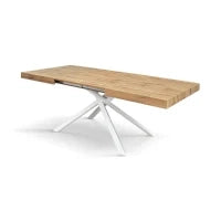PAZZO DESIGN Tavolo Allungabile con Gambe Incrociate, Made in Italy, 160 x 90 x 74 cm, Rovere rustico con Gamba Bianca