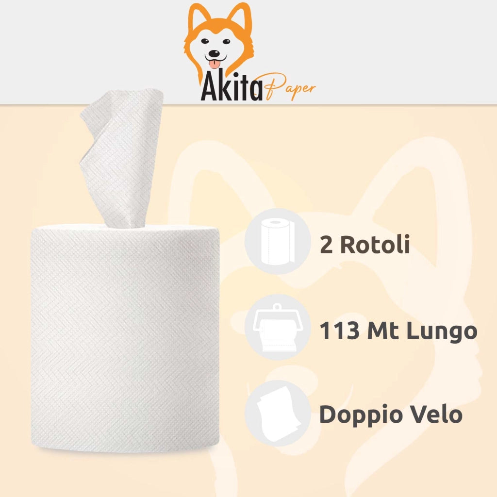 Akitaink Rotoloni Carta Asciugatutto Industriale 2 Pezzi