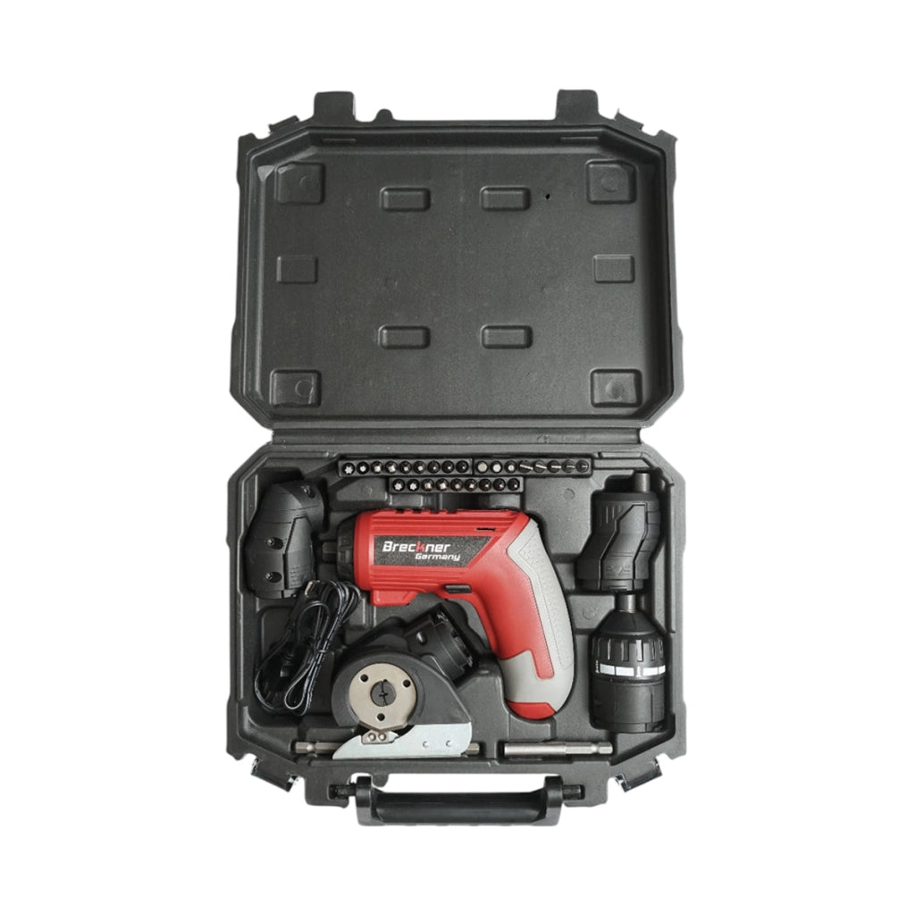 Avvitatore elettrico multifunzione 4 in 1 con batteria agli ioni di litio da 4,2 V, 1,5 Ah, LED, coppia di serraggio 6 Nm, punta da 1/4 di pollice, 33 pezzi Breckner Germany