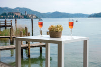 Tavolino Alto da Giardino 60x60x110 cm Iseo in Acciaio Bianco