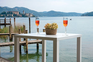 Tavolino Alto da Giardino 60x60x110 cm Iseo in Acciaio Bianco