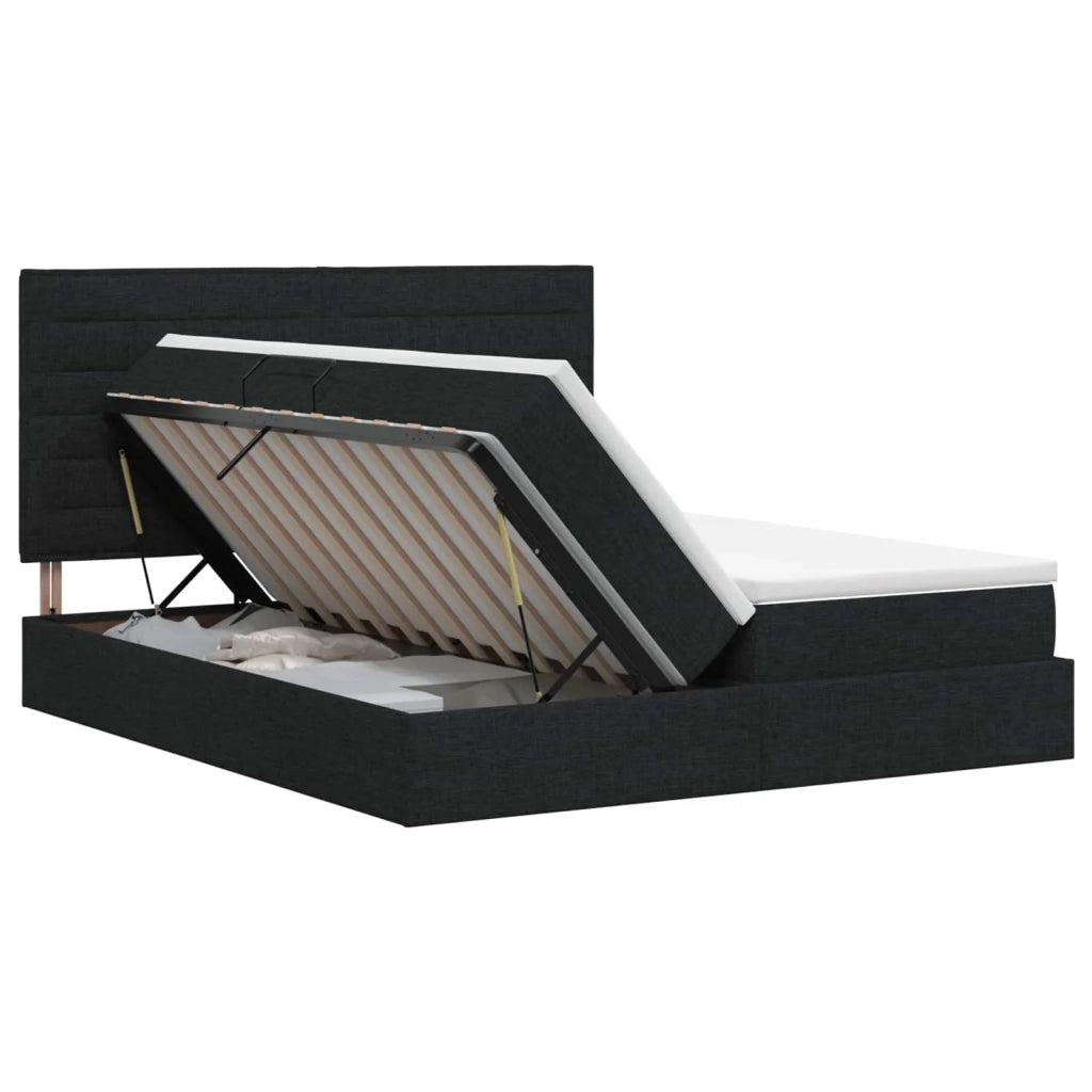 Letto con Contenitore con testiera Nero 180 x 200 cm Tessuto 3459779