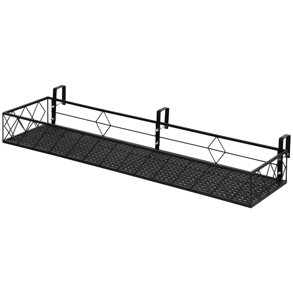 Fioriera da Esterno Portavasi con Ganci per Ringhiera Balcone in Metallo, 100x31x12cm, Nero