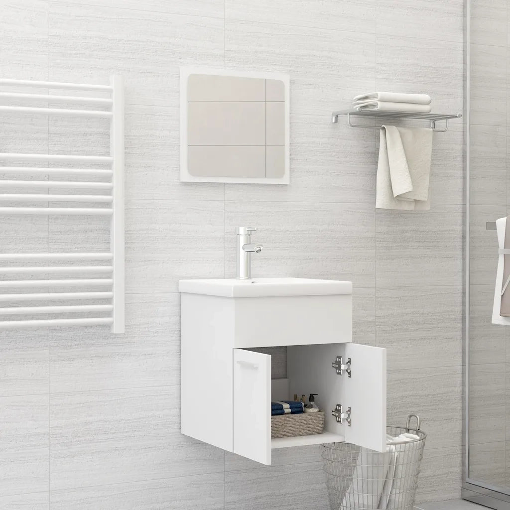 Set Mobili da Bagno | Armadio da bagno 2 pz Bianco in Legno Multistrato