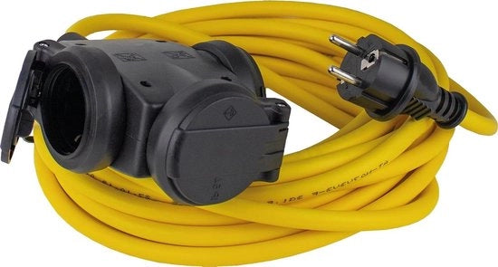 Cavo di prolunga 15 m 3G15 con presa con terra - connessione a tre vie - 230 V 16 A - IP44 - arancione I 61457