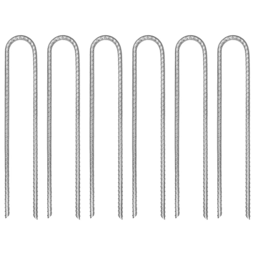 Picchetti per Tenda 6pz a Forma di U 30cm Ã˜7 mm Acciaio Zincato