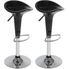Set 2 Sgabelli Cucina Regolabile Acciaio e ABS Sgabello Girevole Nero Casa Bar