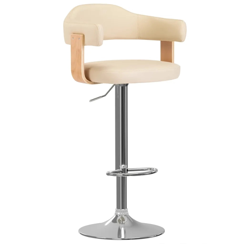 Sgabelli da Bar 2 pz Crema in Legno Curvo e Similpelle 327337