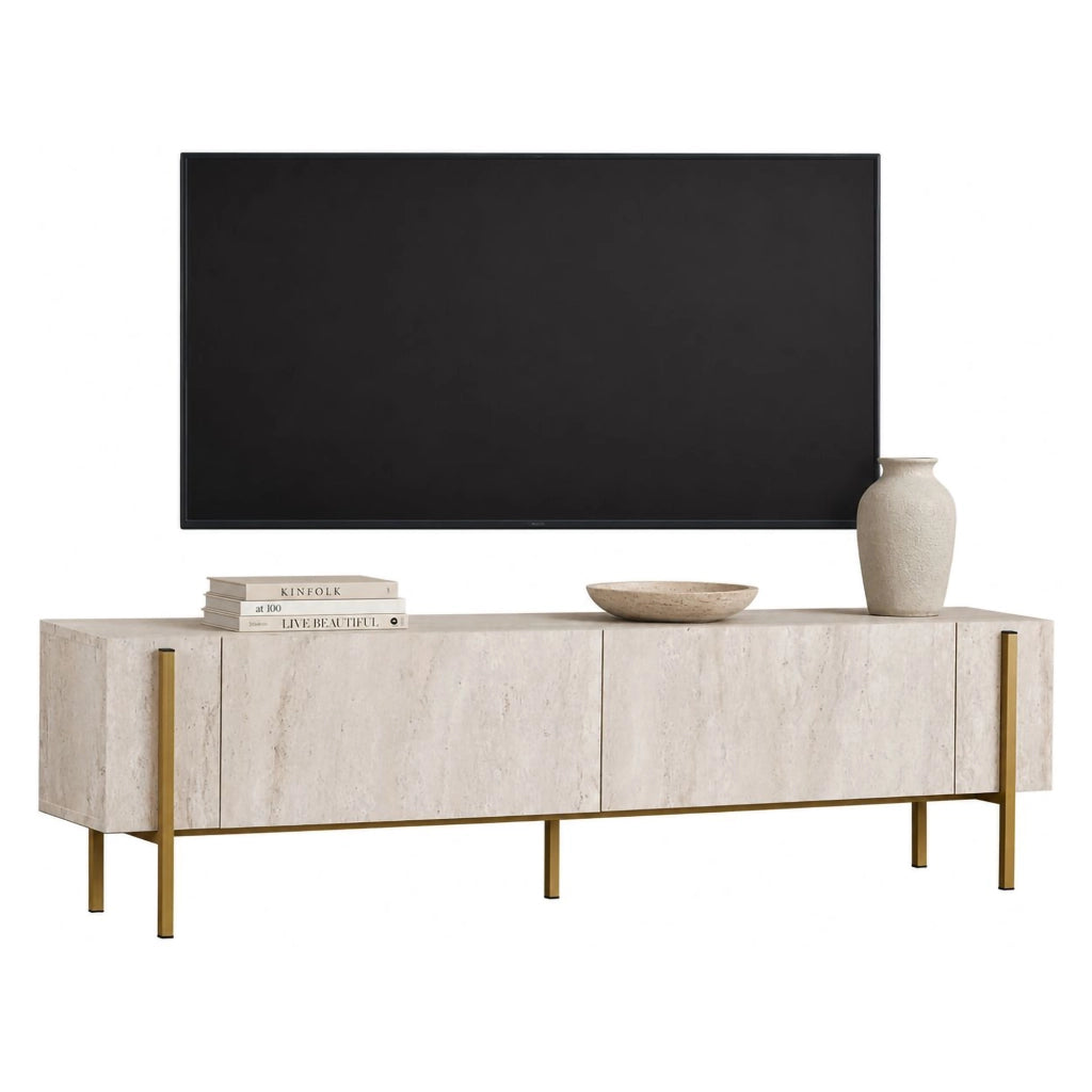Noga, Mobile Porta tv 2 Ante, 180x30x45h cm Bianco Marmo