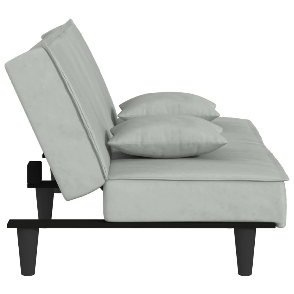 Divano letto 200 x 89 x 70 cm velluto grigio chiaro 02_0019834