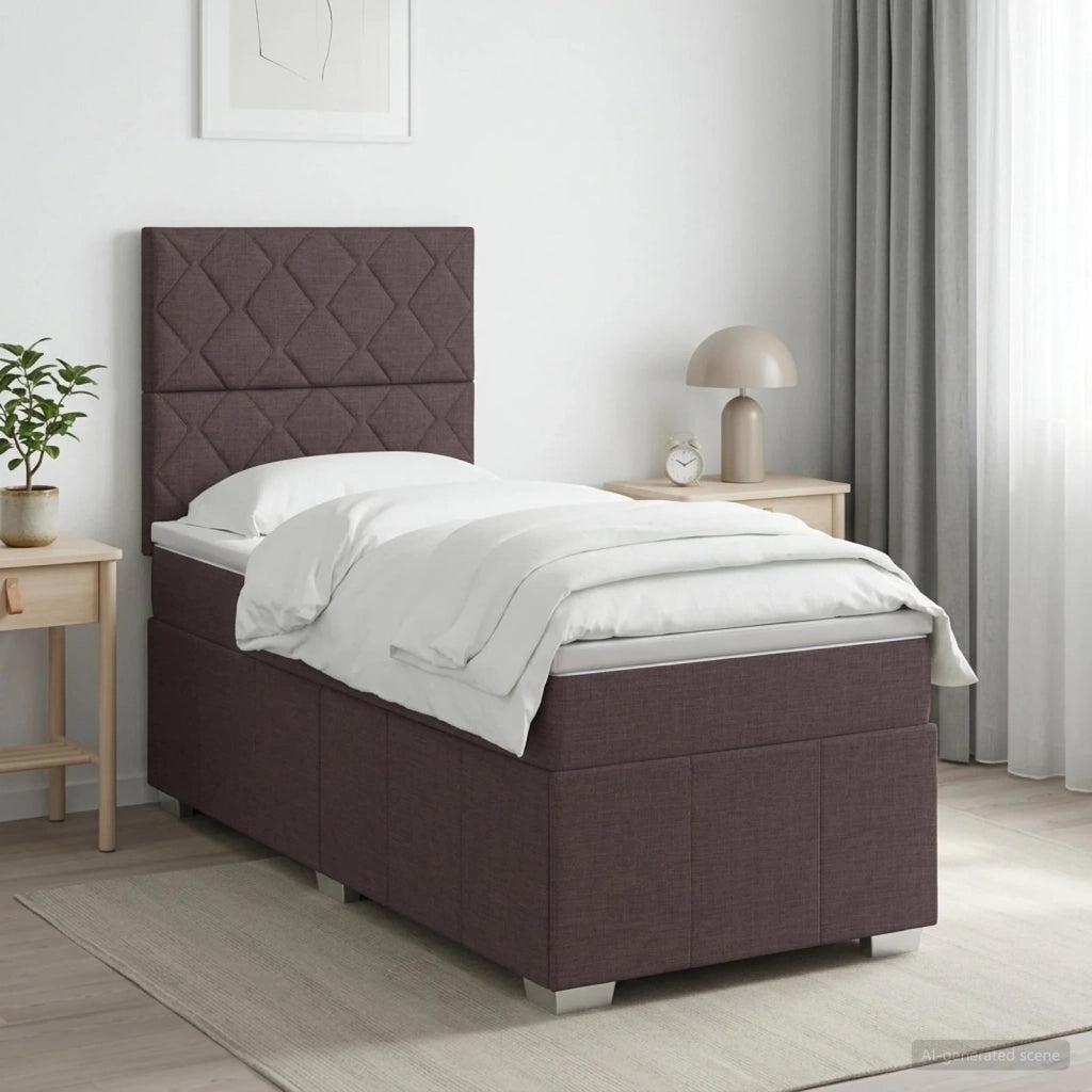Letto box spring con materasso Marrone Scuro 100 x 200 cm 3454081