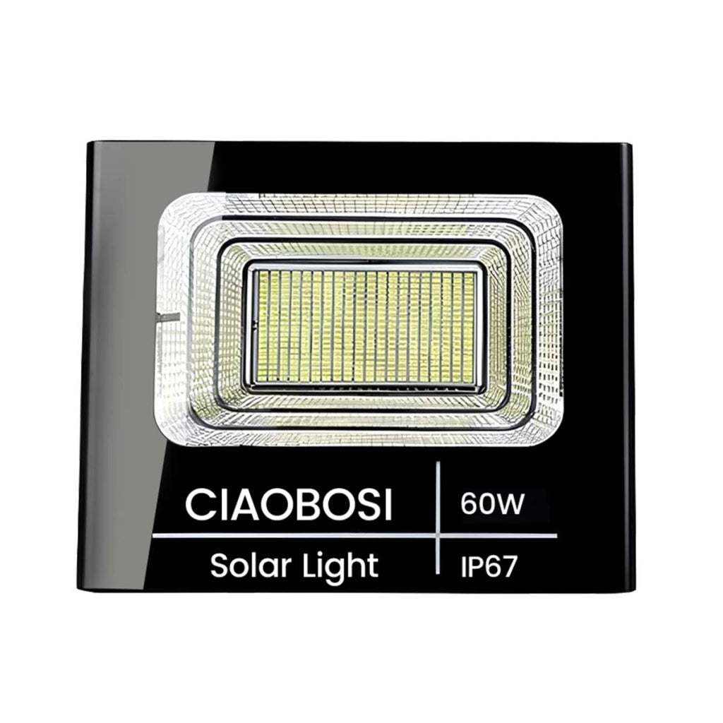 Proiettore Solare LED 60W IP67 con Pannello Solare Separato e Telecomando Nero trasparente Avizar