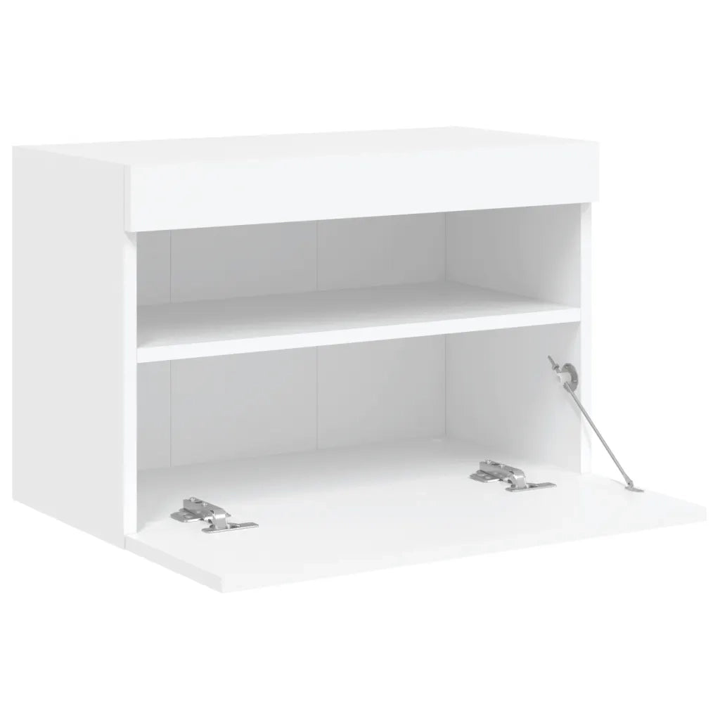 Mobile TV a Parete con Luci LED-Mobile TV a Muro Bianco 60x30x40 cm