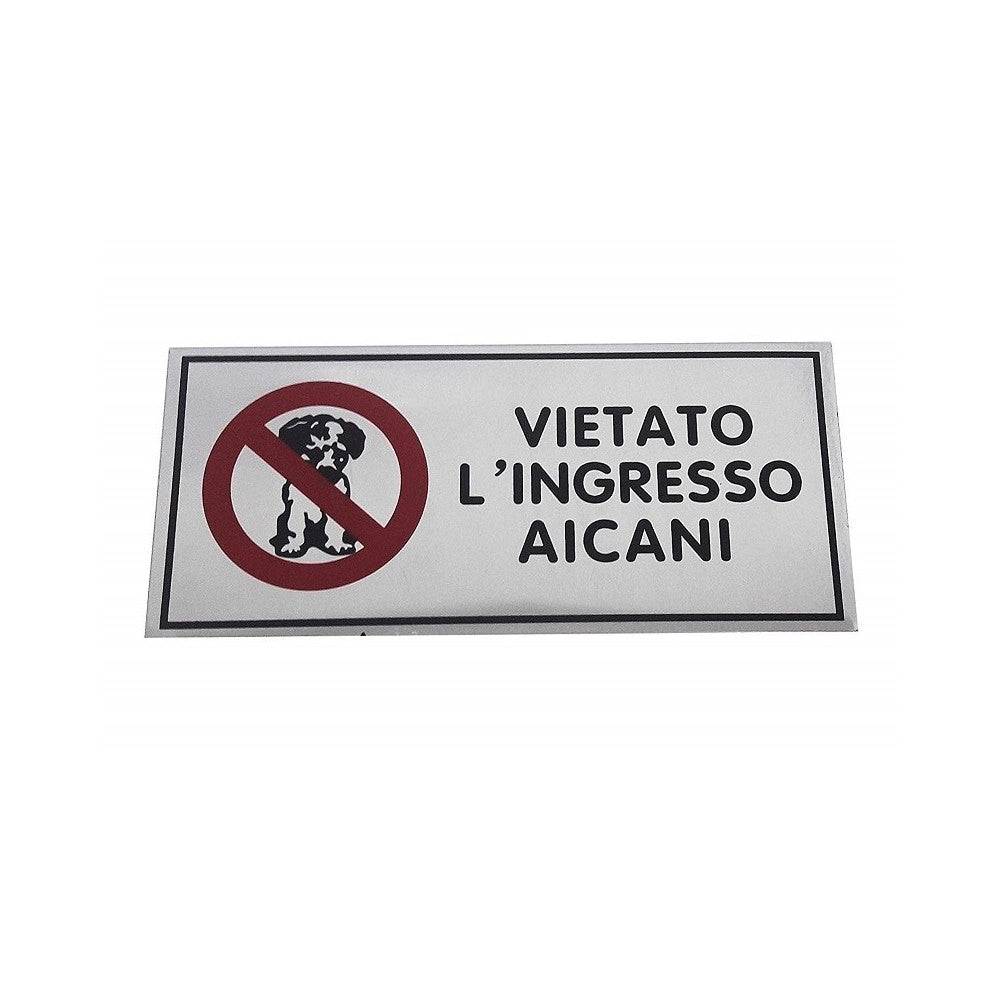 Trade Shop - Cartello Adesivo Metallo Vietato Ingresso Ai Cani Indicazioni Segnaletica Targa -