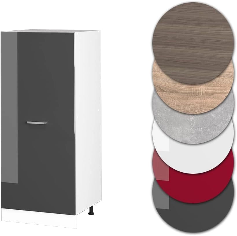 Dispensa universale R-Line, Antracite lucido, 60 cm con anta grande, per la conservazione di utensili domestici e scorte